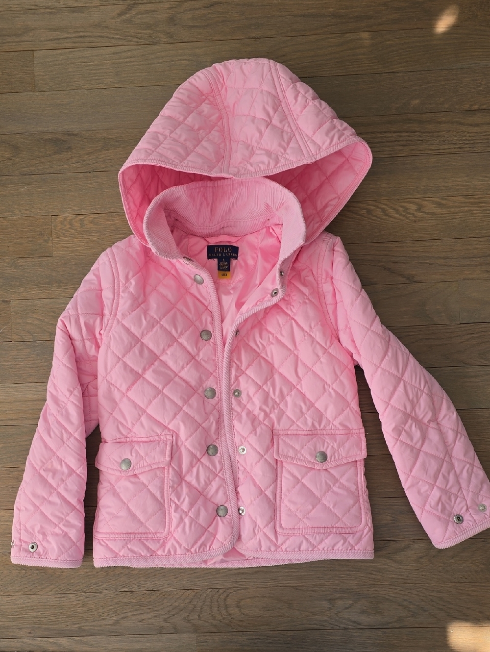 Ralph Lauren Light Pink Quilted Hooded Puffer Jacket
